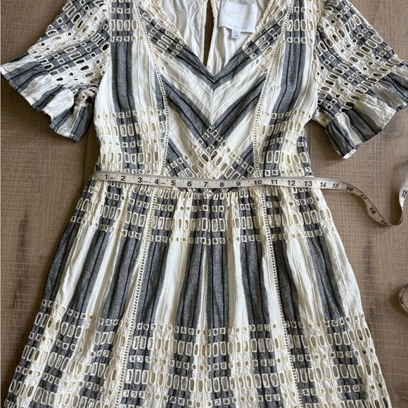 Anthropologie Black and White Flutter Sleeve Mini Sundress - Picture 3 of 7